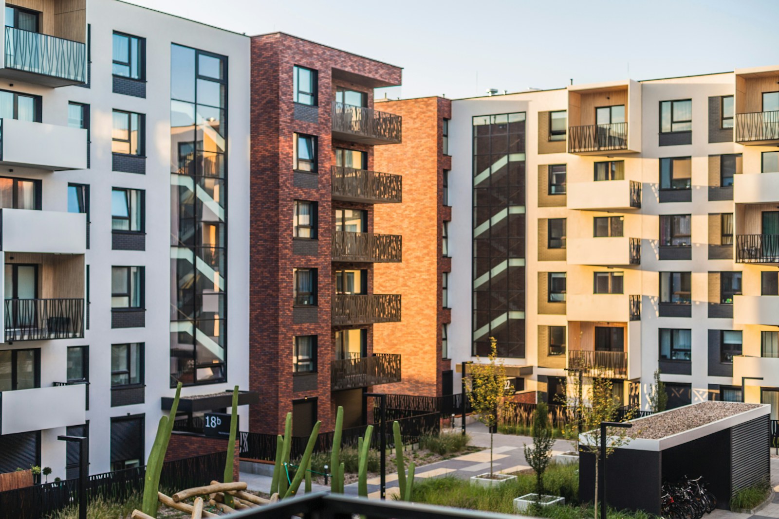 Modern multifamily apartment building